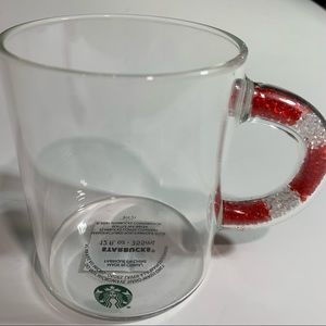 Starbucks Candy Cane Glass Mug New Glitter Handle Christmas 12 Oz Cup 2021